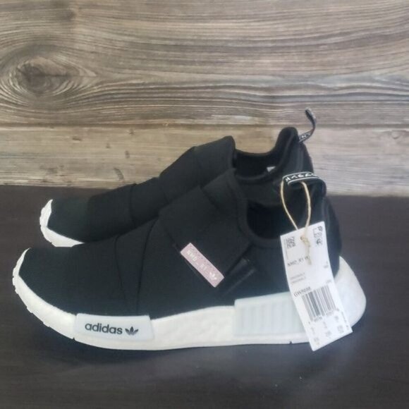 New Adidas NMD R1 Laceless Velcro Black Running Sneakers - Picture 6 of 9